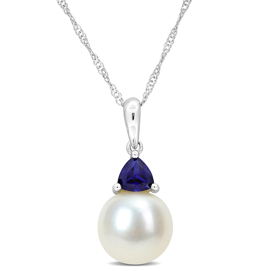 Image 745210.jpg, Product 745-210 / Price $329.99, Amour Pearls 10K White Gold Cultured Freshwater Pearl & Create Blue Sapphire Necklace from Amour Pearls on TSC.ca's Jewellery department