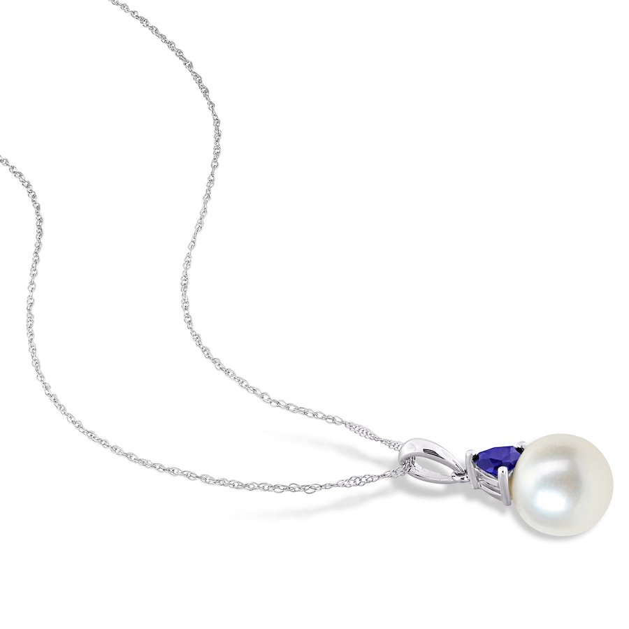 Image 745210_ALTMORE1.jpg, Product 745-210 / Price $329.99, Amour Pearls 10K White Gold Cultured Freshwater Pearl & Create Blue Sapphire Necklace from Amour Pearls on TSC.ca's Jewellery department