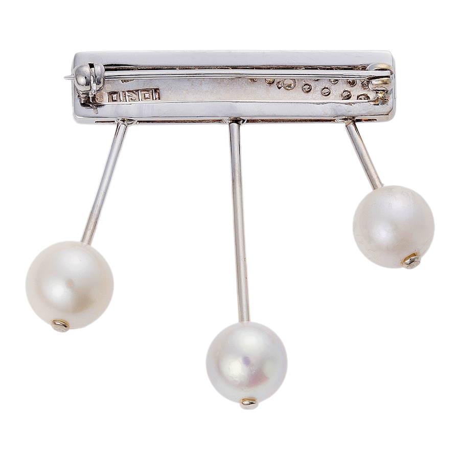 Image 745235_ALTMORE1.jpg, Product 745-235 / Price $1,488.00, Estate Originals Custom-Made 14K White Gold Diamond and Cultured Pearl Drop Bar Brooch from Estate Originals on TSC.ca's Jewellery department