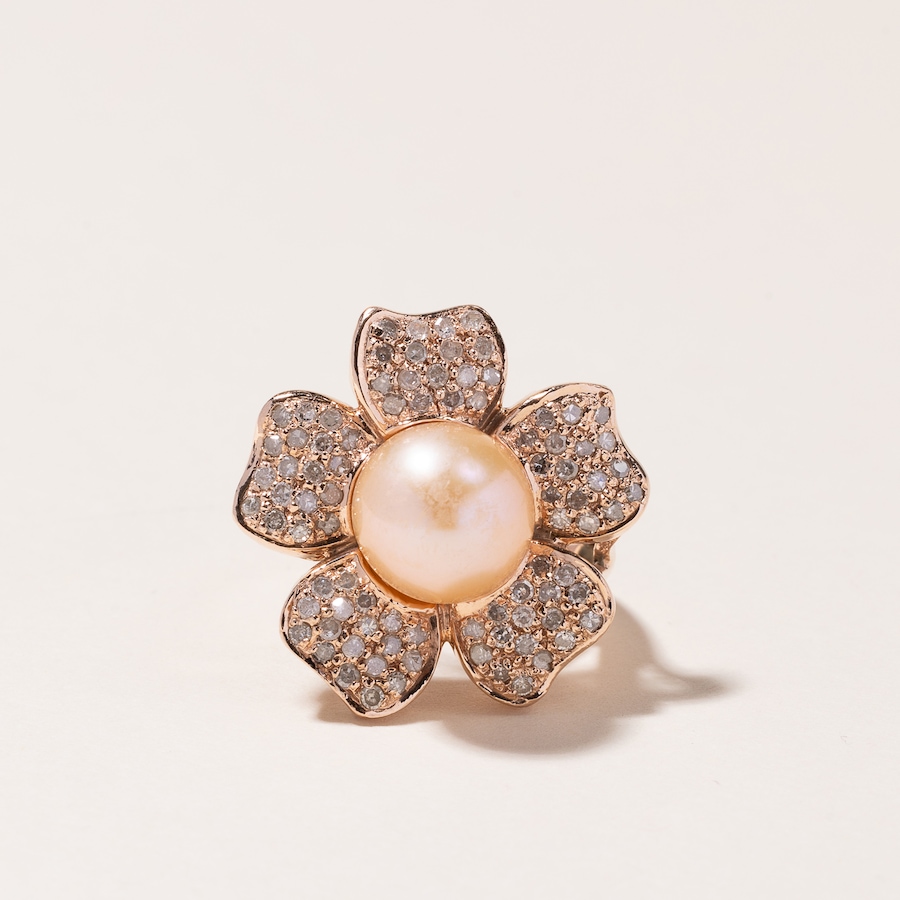 Image 745244.jpg, Product 745-244 / Price $2,488.00, Estate Originals 14K Rose Gold Pearl and Diamond Flower Ring from Estate Originals on TSC.ca's Jewellery department