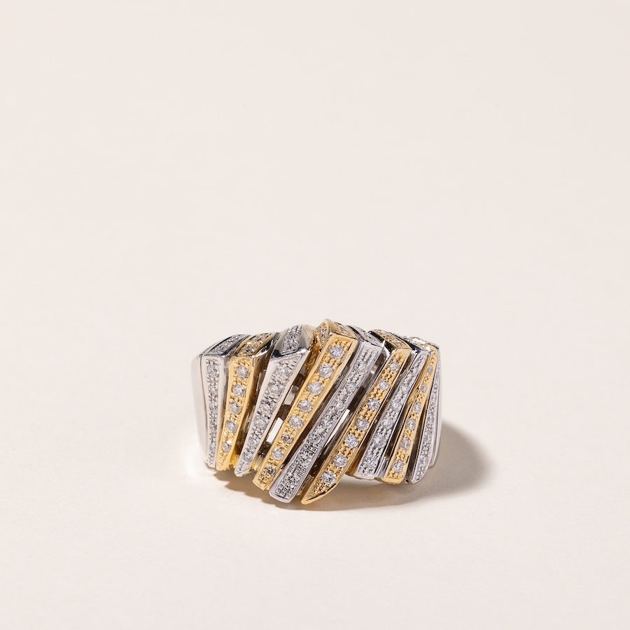 Image 745259.jpg, Product 745-259 / Price $8,288.00, Estate Originals Custom Made 18K White and Yellow Fancy Bar Design Diamond Ring from Estate Originals on TSC.ca's Jewellery department