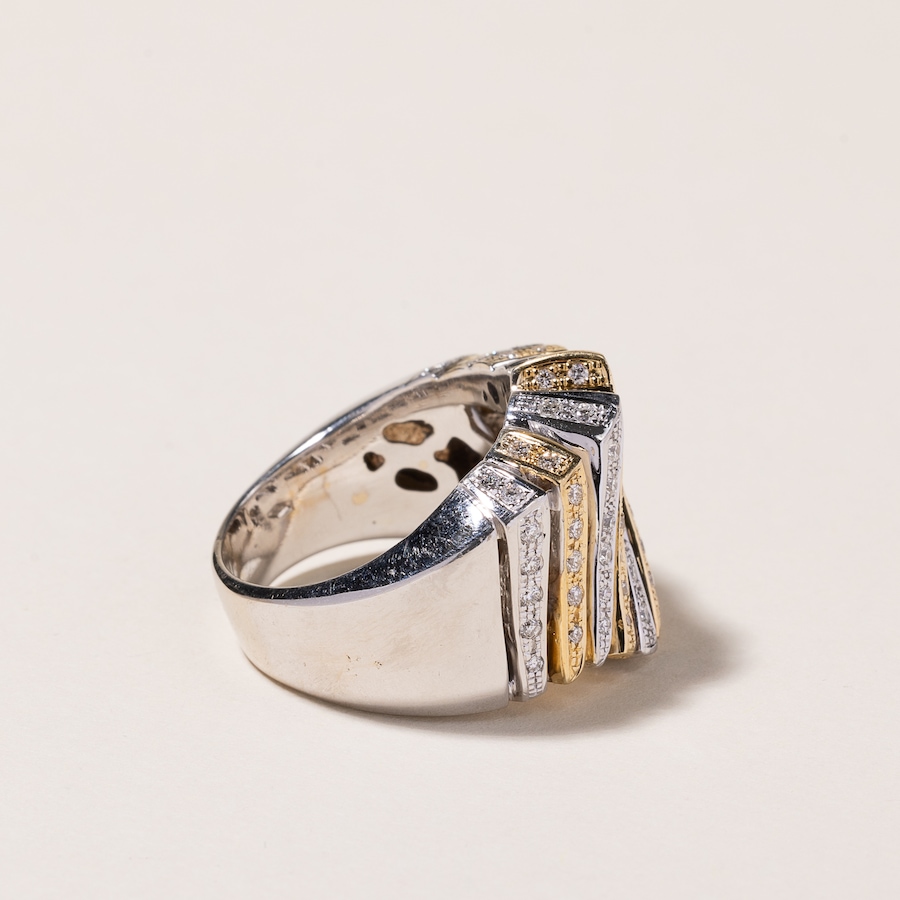 Image 745259_ALTMORE2.jpg, Product 745-259 / Price $8,288.00, Estate Originals Custom Made 18K White and Yellow Fancy Bar Design Diamond Ring from Estate Originals on TSC.ca's Jewellery department