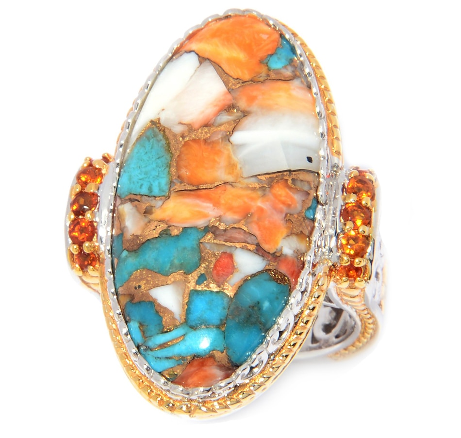 Image 745334.jpg, Product 745-334 / Price $169.99, Gems en Vogue Palladium Silver Spiny Oyster Turquoise and Madeira Citrine Ring from Gems En Vogue on TSC.ca's Jewellery department