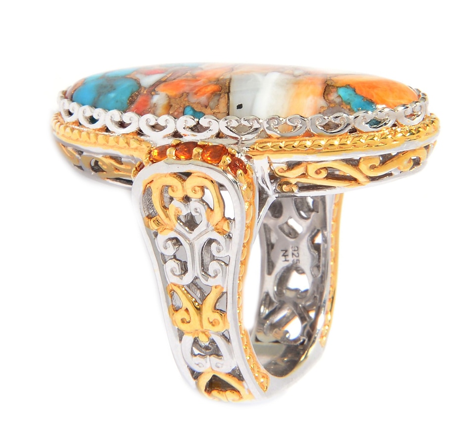 Image 745334_ALTMORE1.jpg, Product 745-334 / Price $169.99, Gems en Vogue Palladium Silver Spiny Oyster Turquoise and Madeira Citrine Ring from Gems En Vogue on TSC.ca's Jewellery department