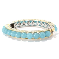 Gems en Vogue Palladium Silver Aqua Quartz Bead Bangle