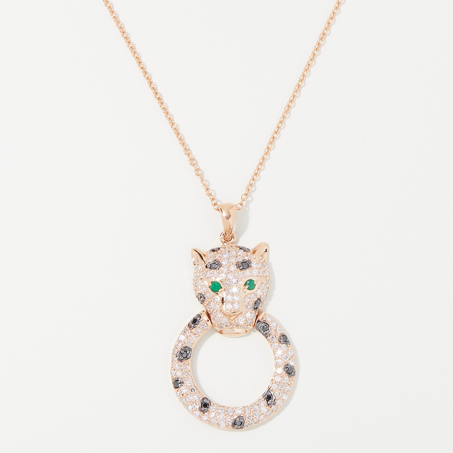Image 745597.jpg, Product 745-597 / Price $3,299.99, EFFY 14K Rose Gold Emerald, Black & White Diamond Panther Pendant with Chain from Effy Jewellery on TSC.ca's Jewellery department
