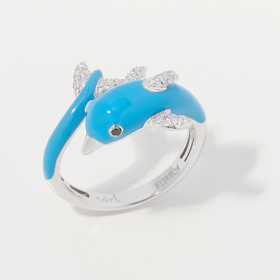 Image 745606.jpg, Product 745-606 / Price $1,999.99, EFFY 14K White Gold Diamond & Enamel Dolphin Ring from Effy Jewellery on TSC.ca's Jewellery department