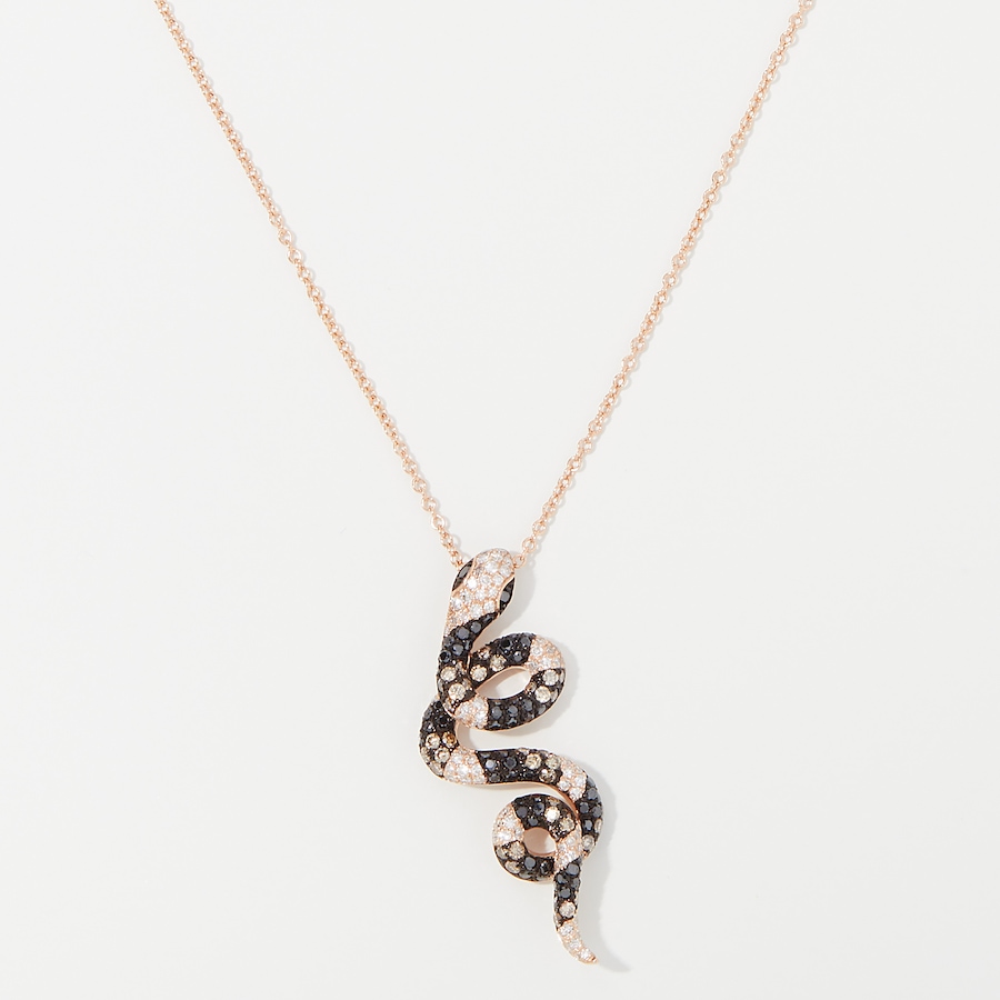 Image 745611.jpg, Product 745-611 / Price $3,299.99, EFFY 14K Rose Gold Black, Champagne & White Diamond Snake Pendant with Chain from Effy Jewellery on TSC.ca's Jewellery department