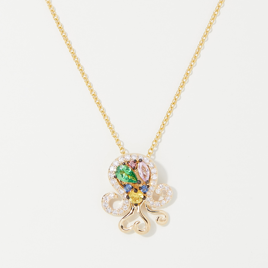 Image 745613.jpg, Product 745-613 / Price $1,699.99, EFFY 14K Yellow Gold Multi Sapphire, Tsavorite & Diamond Octopus Pendant with Chain from Effy Jewellery on TSC.ca's Jewellery department