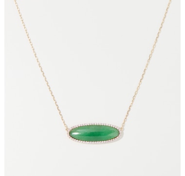  EFFY 14K Yellow Gold Jade & Diamond Pendant with Chain