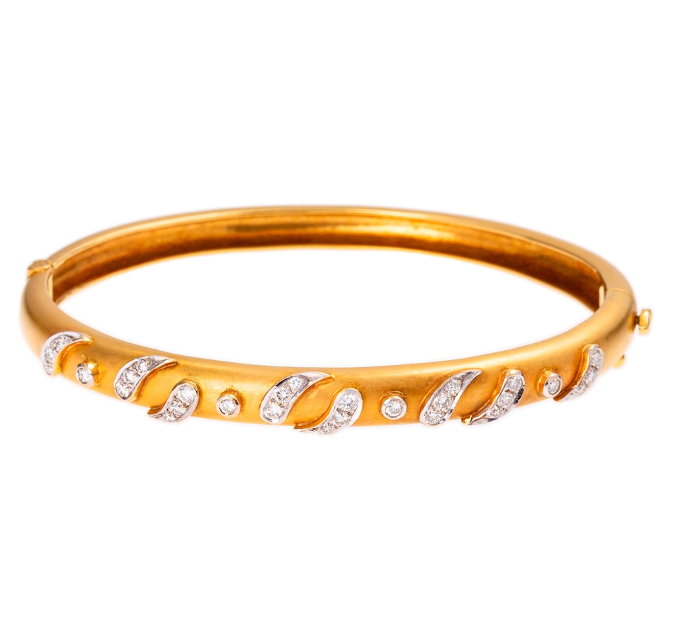 Image 745622.jpg, Product 745-622 / Price $4,295.00, Estate Originals 18K Yellow and White Gold Diamond-Set Paisley Swirl Bangle Bracelet from Estate Originals on TSC.ca's Jewellery department