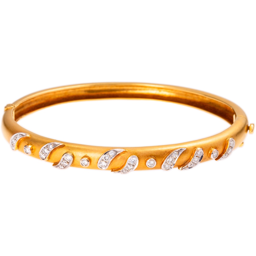 Image 745622.jpg, Product 745-622 / Price $6,488.00, Estate Originals 18K Yellow and White Gold Diamond-Set Paisley Swirl Bangle Bracelet from Estate Originals on TSC.ca's Jewellery department