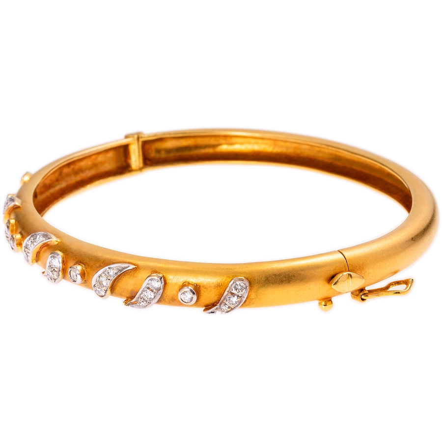 Image 745622_ALTMORE1.jpg, Product 745-622 / Price $6,488.00, Estate Originals 18K Yellow and White Gold Diamond-Set Paisley Swirl Bangle Bracelet from Estate Originals on TSC.ca's Jewellery department