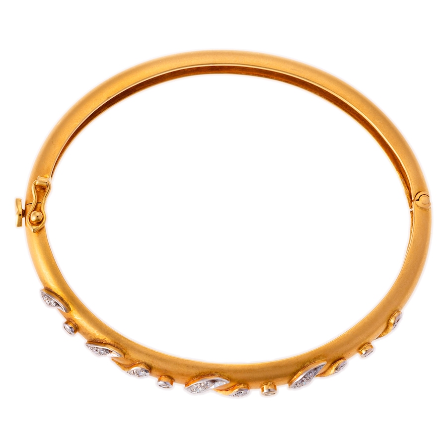 Image 745622_ALTMORE3.jpg, Product 745-622 / Price $6,488.00, Estate Originals 18K Yellow and White Gold Diamond-Set Paisley Swirl Bangle Bracelet from Estate Originals on TSC.ca's Jewellery department