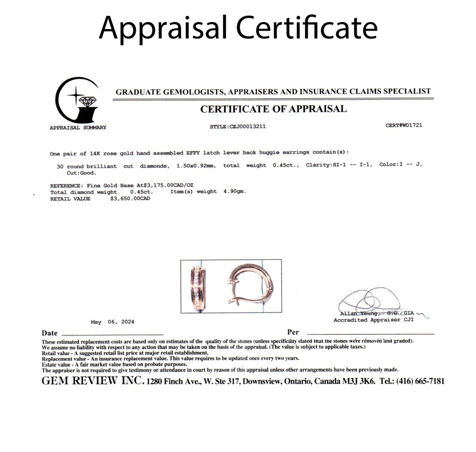 Image 745628_ALTMORE3.jpg, Product 745-628 / Price $1,795.00, Estate Originals 14K Rose Gold Huggie-Style Diamond Earrings from Estate Originals on TSC.ca's Jewellery department