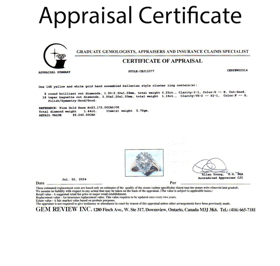 Image 745635_ALTMORE6.jpg, Product 745-635 / Price $3,595.00, Estate Originals 14K Yellow and White Gold 1.44 ctw Diamond Ballerina Ring from Estate Originals on TSC.ca's Jewellery department