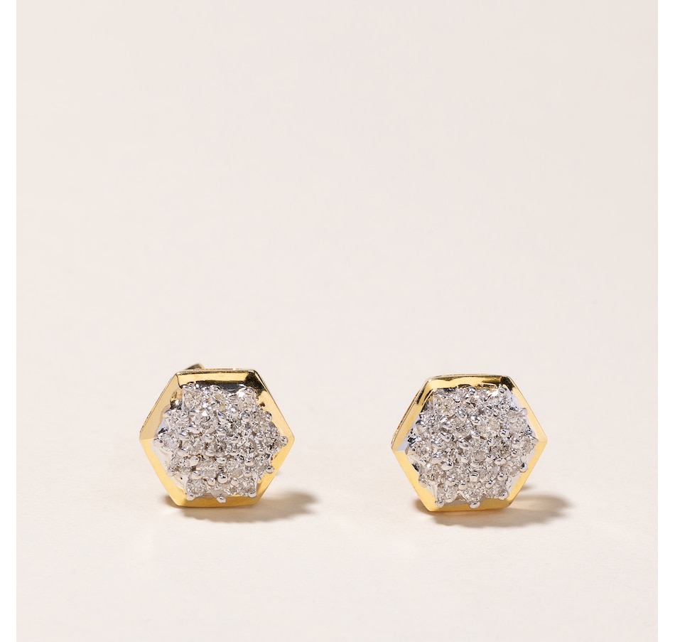 Image 745637.jpg, Product 745-637 / Price $1,795.00, Estate Originals 14K Yellow and White Hexagonal Diamond Stud Earrings from Estate Originals on TSC.ca's Jewellery department