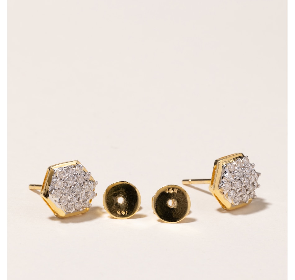 Image 745637_ALTMORE3.jpg, Product 745-637 / Price $1,795.00, Estate Originals 14K Yellow and White Hexagonal Diamond Stud Earrings from Estate Originals on TSC.ca's Jewellery department