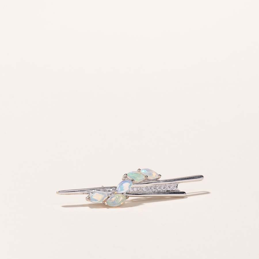 Image 745644_ALTMORE1.jpg, Product 745-644 / Price $2,295.00, Estate Originals 18K White Gold Marquise-Shaped Opal and Diamond Bar Pin from Estate Originals on TSC.ca's Jewellery department