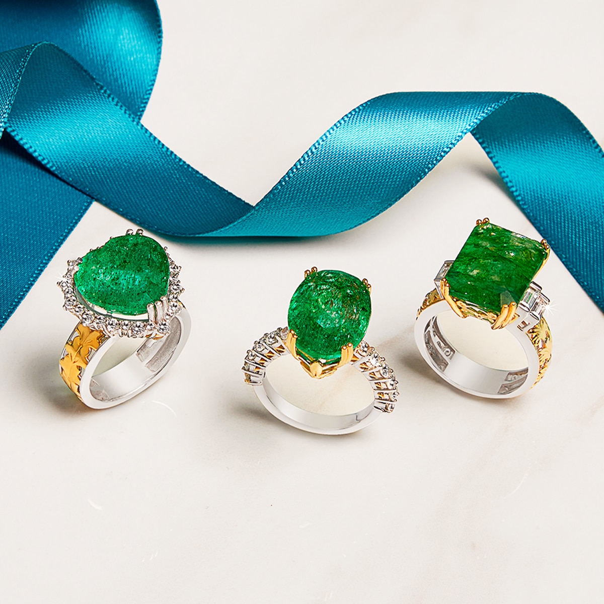 Gems en Vogue Palladium Silver Zambian Emerald and White