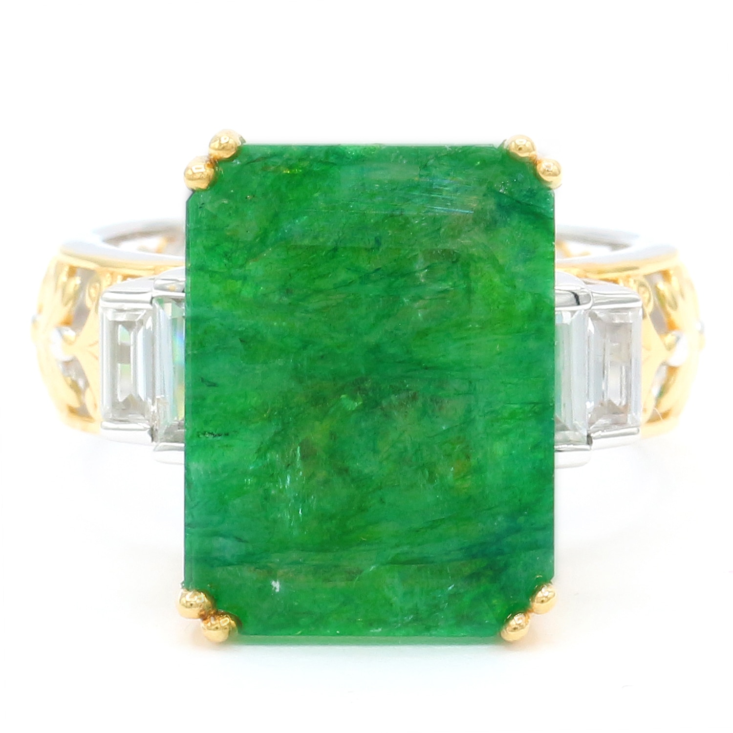 Gems en Vogue Palladium Silver Zambian Emerald and White