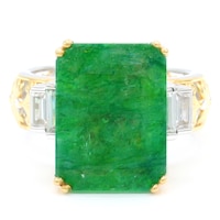 Gems en Vogue Palladium Silver Zambian Emerald and White Zircon Ring