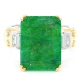 Gems en Vogue Palladium Silver Zambian Emerald and White Zircon Ring