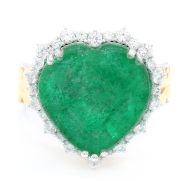 Product 745-682 / Price $269.99 , Gems en Vogue Palladium Silver Zambian Emerald and White Zircon Ring