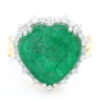 Gems en Vogue Palladium Silver Zambian Emerald and White Zircon Ring