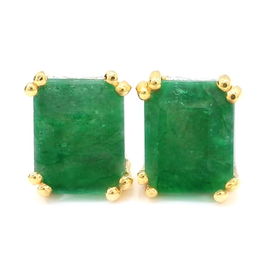 Product 745-684 / Price $159.99 , Gems En Vogue Palladium Silver Zambian Emerald Earrings