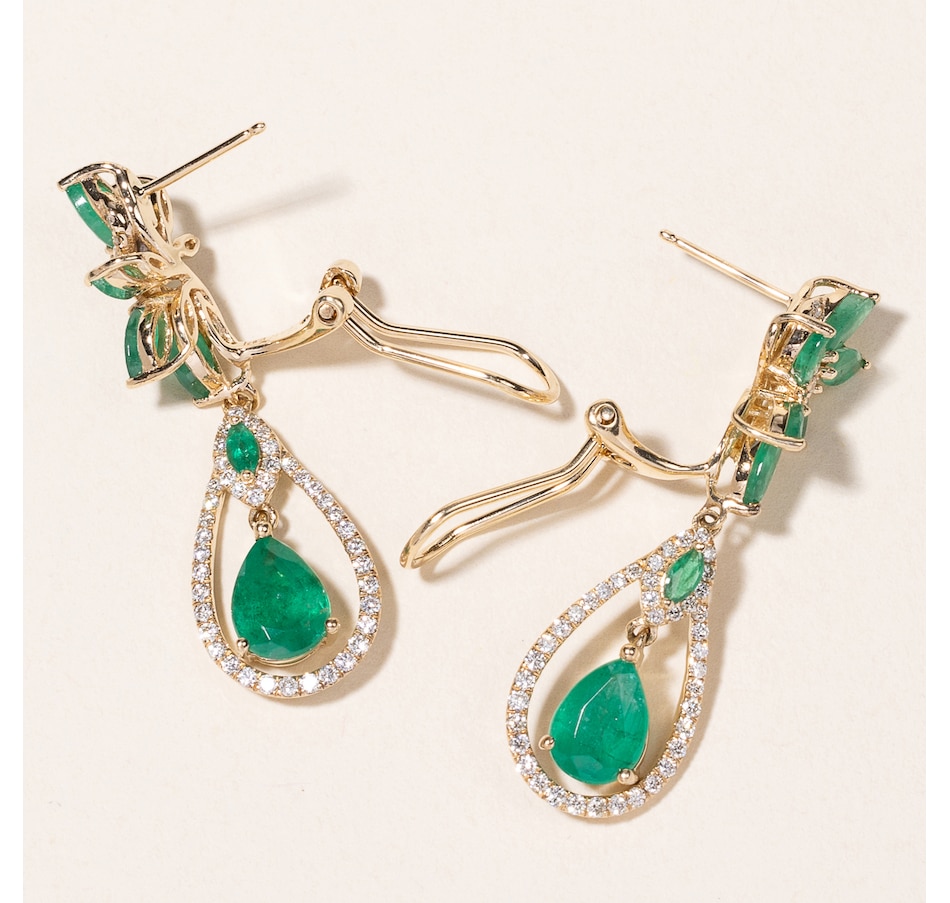 Image 745729_ALTMORE1.jpg, Product 745-729 / Price $3,895.00, Estate Originals 14K Yellow Gold Brasilica Emerald and Diamond Drop Style Earrings, Signed, "EFFY" from Estate Originals on TSC.ca's Jewellery department