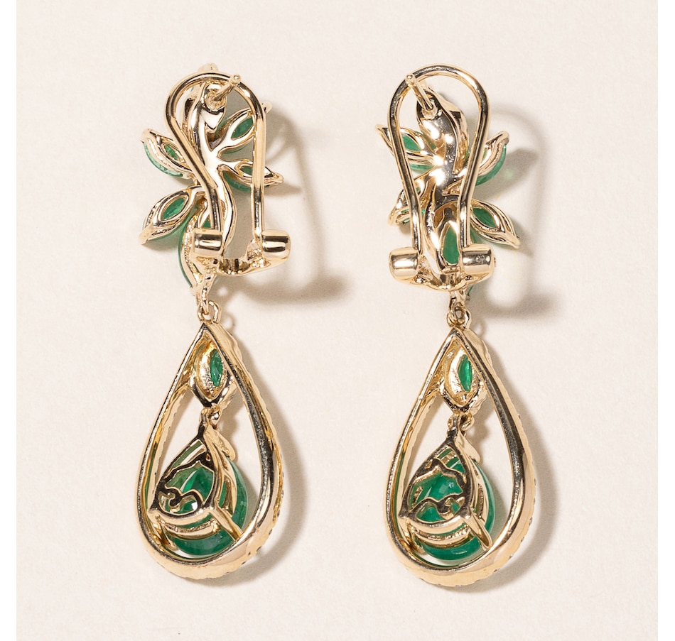 Image 745729_ALTMORE2.jpg, Product 745-729 / Price $3,895.00, Estate Originals 14K Yellow Gold Brasilica Emerald and Diamond Drop Style Earrings, Signed, "EFFY" from Estate Originals on TSC.ca's Jewellery department