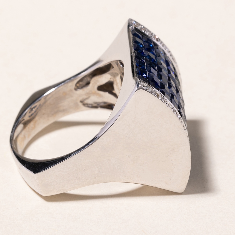 Image 745759_ALTMORE2.jpg, Product 745-759 / Price $5,995.00, Estate Originals Custom Made 18K princess-cut Sapphire and Diamond Roll Top Ring from Estate Originals on TSC.ca's Jewellery department