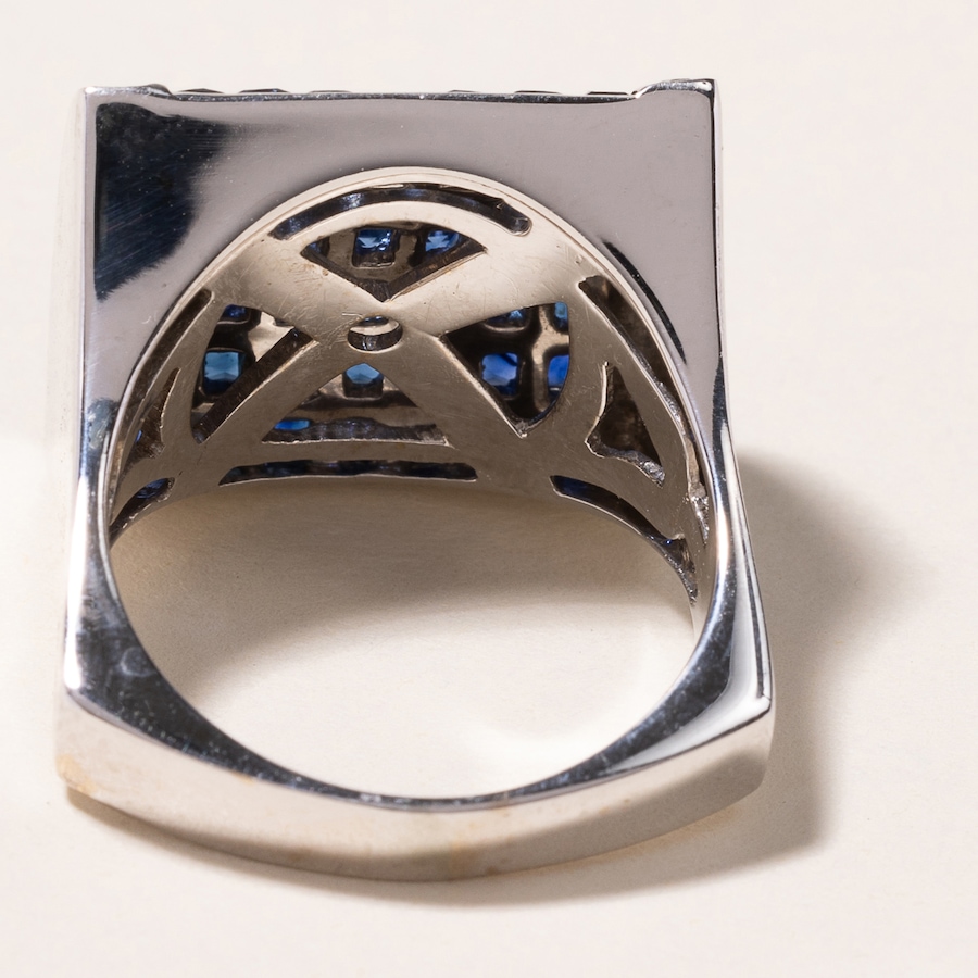 Image 745759_ALTMORE3.jpg, Product 745-759 / Price $5,995.00, Estate Originals Custom Made 18K princess-cut Sapphire and Diamond Roll Top Ring from Estate Originals on TSC.ca's Jewellery department