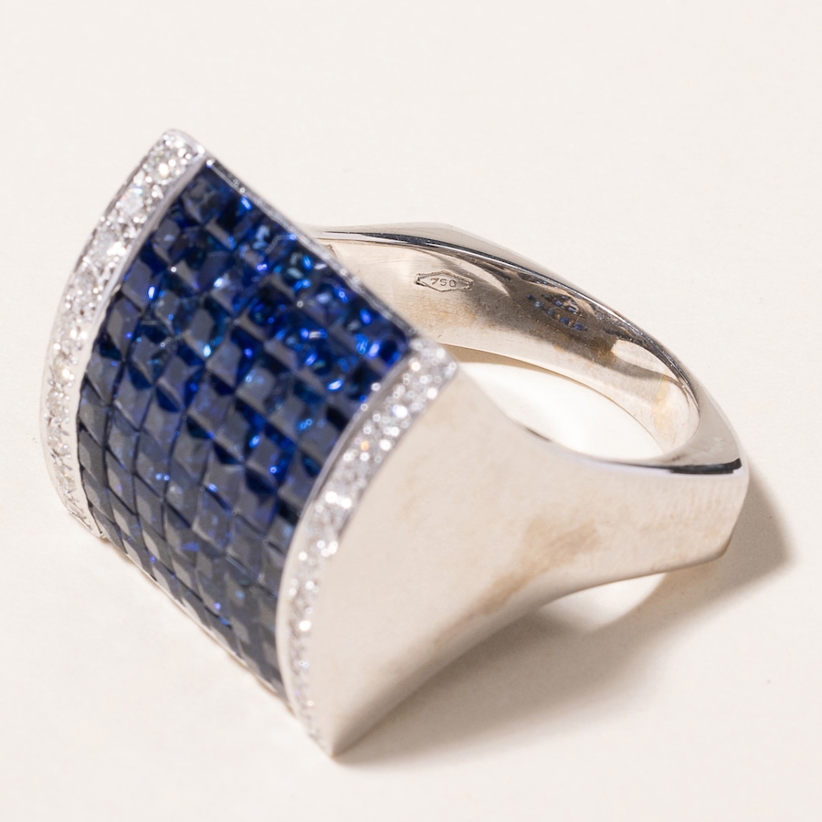 Image 745759_ALTMORE4.jpg, Product 745-759 / Price $5,995.00, Estate Originals Custom Made 18K princess-cut Sapphire and Diamond Roll Top Ring from Estate Originals on TSC.ca's Jewellery department