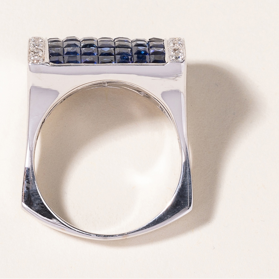 Image 745759_ALTMORE5.jpg, Product 745-759 / Price $5,995.00, Estate Originals Custom Made 18K princess-cut Sapphire and Diamond Roll Top Ring from Estate Originals on TSC.ca's Jewellery department