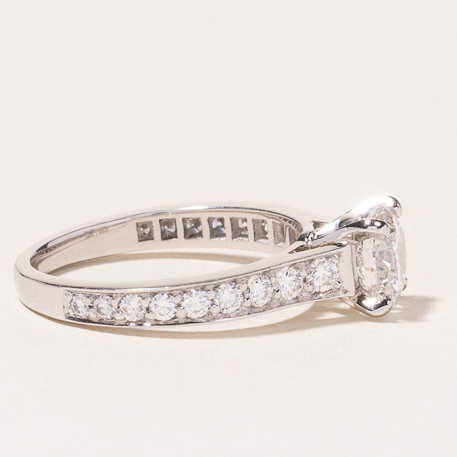 Image 745770_ALTMORE2.jpg, Product 745-770 / Price $14,500.00, Estate Originals Custom Made 18K White Gold 1.10 Carat CARTIER Solitaire Diamond Engagement Ring with Diamond Band from Estate Originals on TSC.ca's Jewellery department