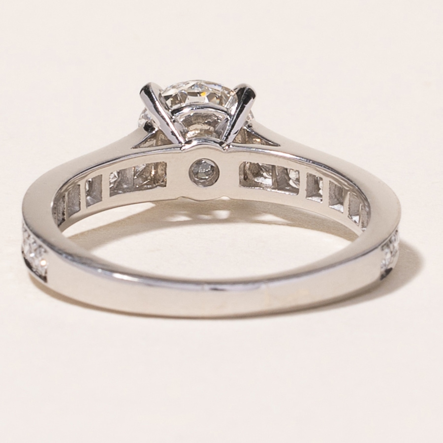 Image 745770_ALTMORE3.jpg, Product 745-770 / Price $14,500.00, Estate Originals Custom Made 18K White Gold 1.10 Carat CARTIER Solitaire Diamond Engagement Ring with Diamond Band from Estate Originals on TSC.ca's Jewellery department