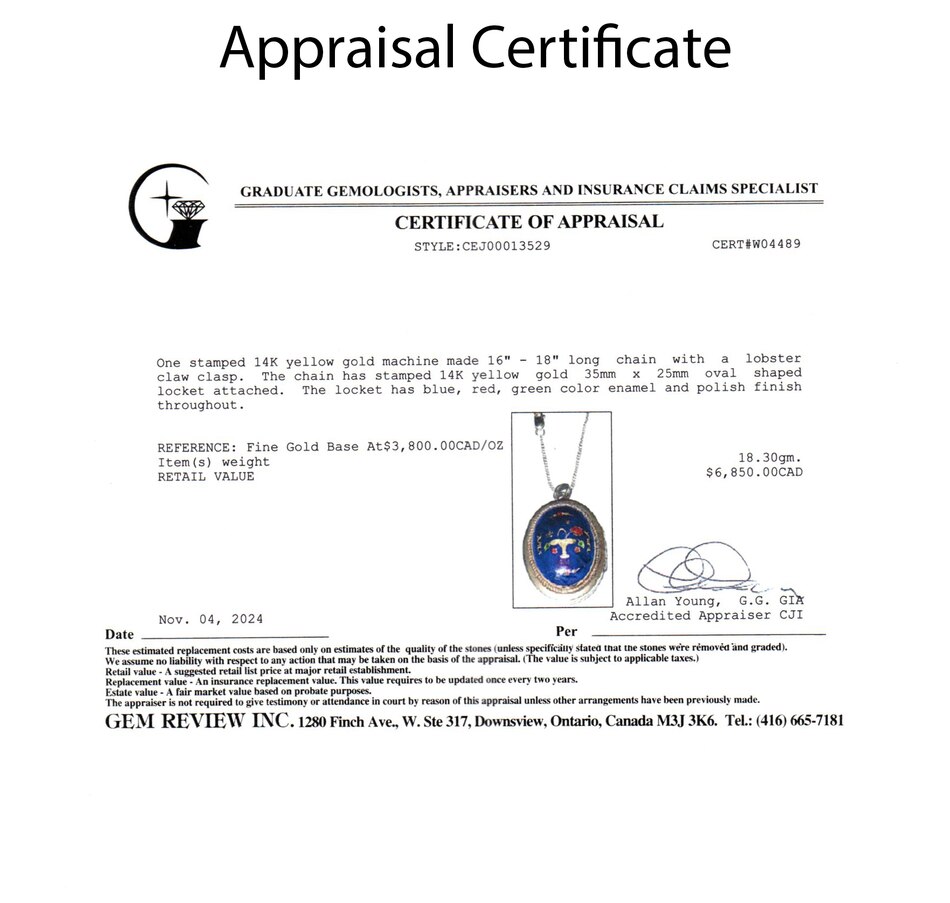 Image 745790_ALTMORE6.jpg, Product 745-790 / Price $3,395.00, Estate Originals Early 19th Century Oval Enamel Locket with a Basket and Foliate Design from Estate Originals on TSC.ca's Jewellery department