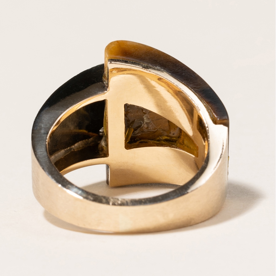 Image 745792_ALTMORE3.jpg, Product 745-792 / Price $2,495.00, Estate Originals 14K Yellow Gold Tiger's Eye and Diamond Buckle Ring from Estate Originals on TSC.ca's Jewellery department