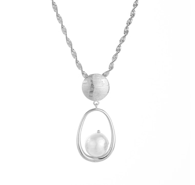 Sugoi Pearls Silver Genuine Pearl Pendant on 18" Chain