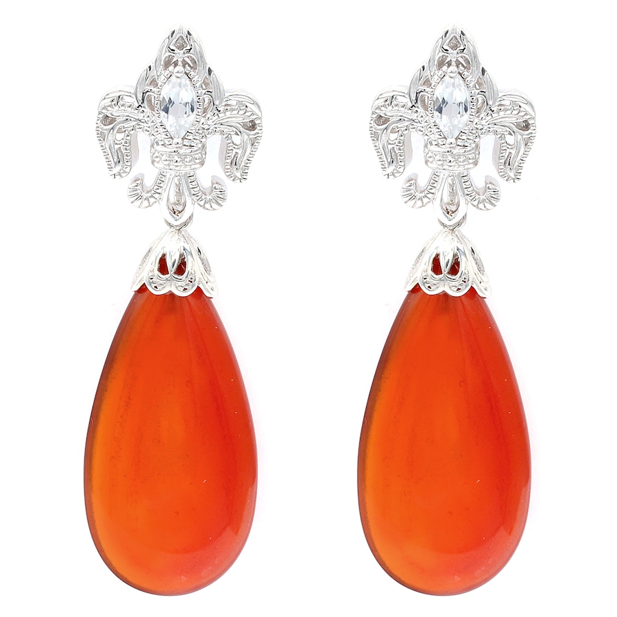 Image 745909.jpg, Product 745-909 / Price $129.99, Gems en Vogue Palladium Silver Orange Agate and White Topaz Earrings from Gems En Vogue on TSC.ca's Jewellery department