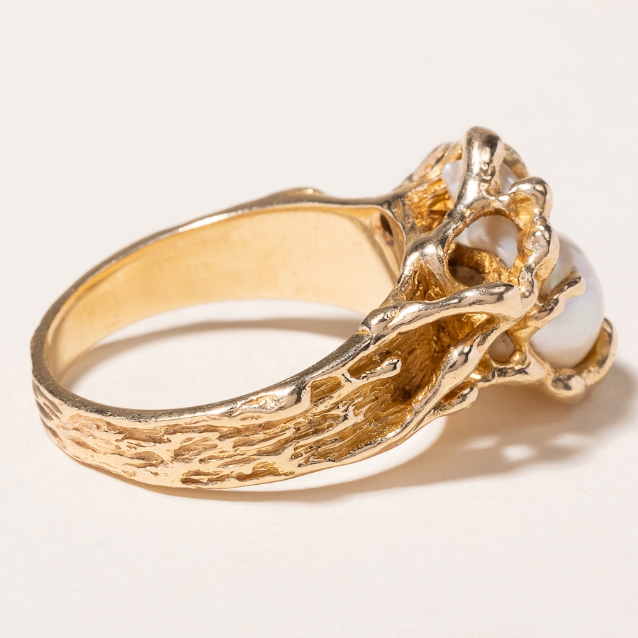Image 745975_ALTMORE2.jpg, Product 745-975 / Price $3,288.00, Estate Originals 14K Yellow Gold Baroque Pearl and Diamond Brutalist Ring from Estate Originals on TSC.ca's Jewellery department