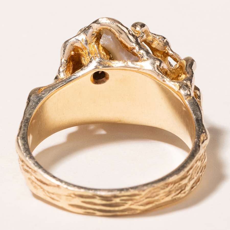 Image 745975_ALTMORE3.jpg, Product 745-975 / Price $3,288.00, Estate Originals 14K Yellow Gold Baroque Pearl and Diamond Brutalist Ring from Estate Originals on TSC.ca's Jewellery department