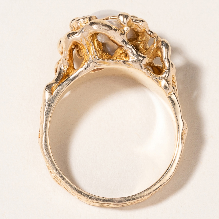 Image 745975_ALTMORE5.jpg, Product 745-975 / Price $3,288.00, Estate Originals 14K Yellow Gold Baroque Pearl and Diamond Brutalist Ring from Estate Originals on TSC.ca's Jewellery department