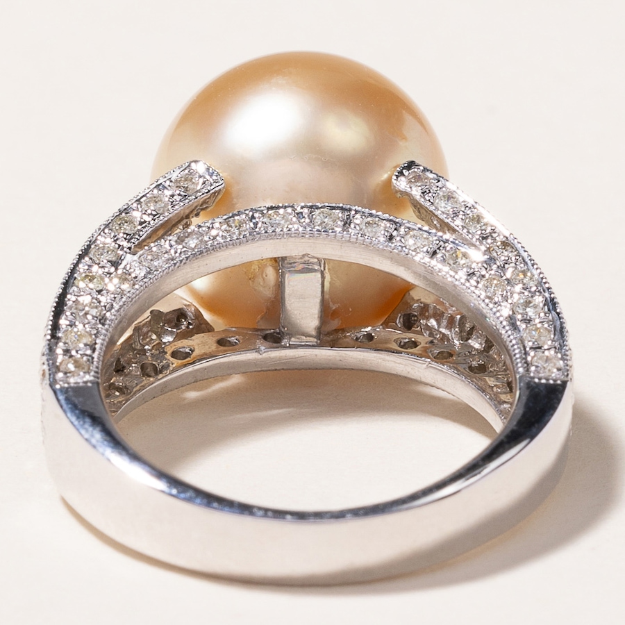 Image 745976_ALTMORE3.jpg, Product 745-976 / Price $3,588.00, Estate Originals 18K White Gold Golden South Sea Pearl and Diamond Ring from Estate Originals on TSC.ca's Jewellery department
