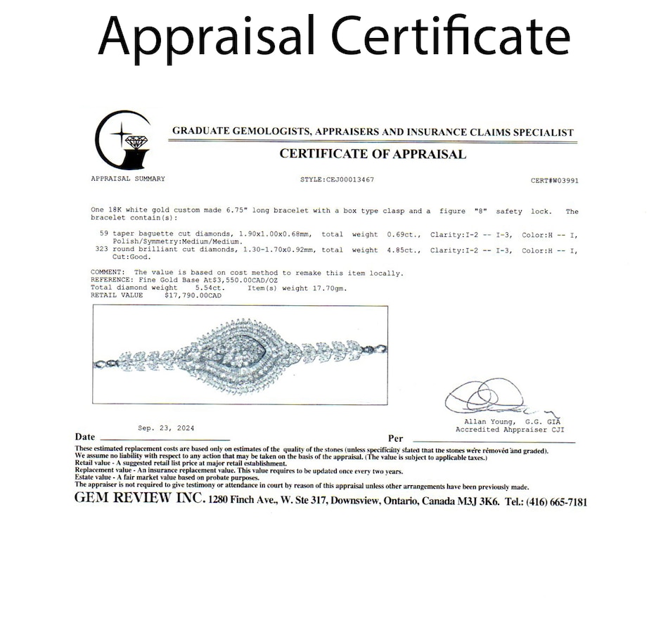 Image 745982_ALTMORE6.jpg, Product 745-982 / Price $8,695.00, Estate Originals Custom-Made 18K White Gold 5.54-Carat Teardrop Shaped Diamond Bracelet from Estate Originals on TSC.ca's Jewellery department