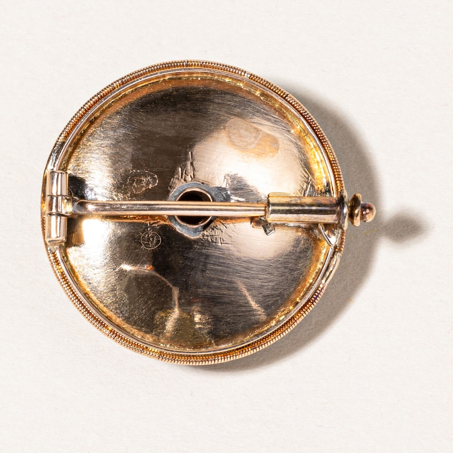 Image 746029_ALTMORE1.jpg, Product 746-029 / Price $4,295.00, Estate Originals 18K Yellow Gold Antique Rose Cut Diamond Disc Brooch with Black Enamel from Estate Originals on TSC.ca's Jewellery department