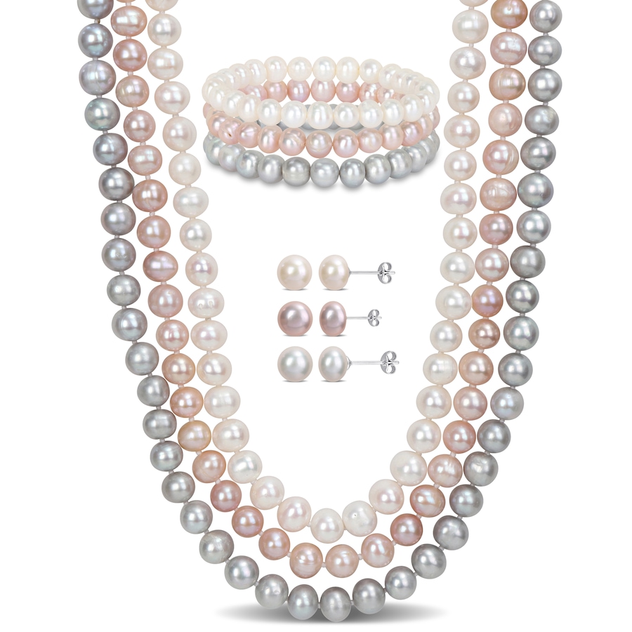 Image 746042.jpg, Product 746-042 / Price $379.99, Amour Pearls Freshwater Pearl 3 Strand Necklace, Bracelet and Earrings Set from Amour Pearls on TSC.ca's Jewellery department