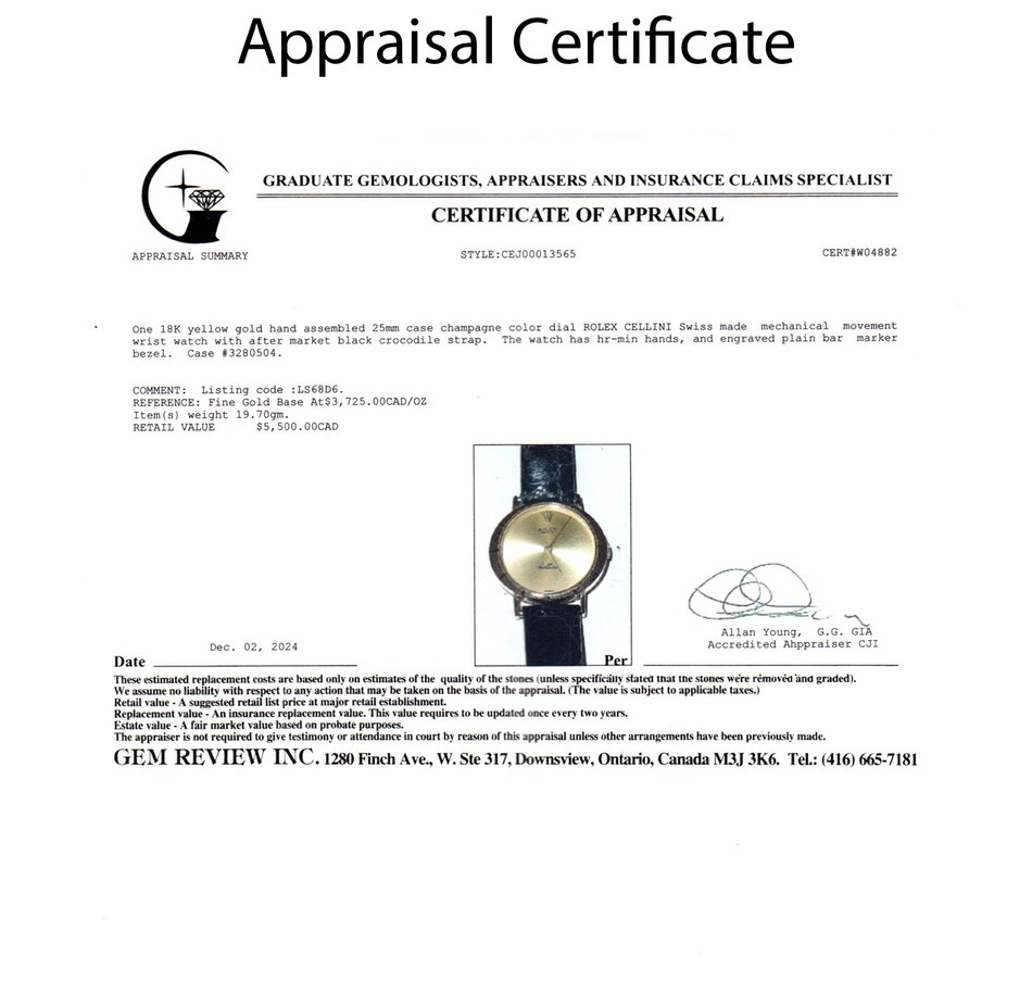 Image 746058_ALTMORE6.jpg, Product 746-058 / Price $4,495.00, Estate Originals Lady's 18K Yellow Gold Rolex Cellini Swiss-Made Wristwatch from Estate Originals on TSC.ca's Jewellery department